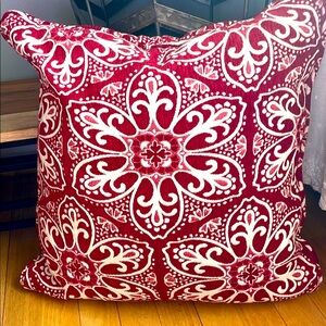 Elegant Red and White Decorative Pillow